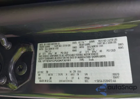 2016 Ford F-150 Xlt from USA, damaged, VIN 1FTEW1CP2GKF30181